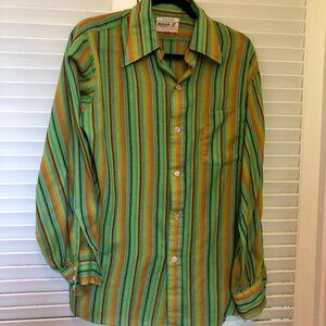 Vintage 70's 60's Mach II by Arrow Men's vibrant Button Down Collared 16"-16 1/2